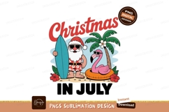 Santa flamingo surfing tropical Christmas image Product Image 1
