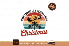 Santa sleigh reindeer palm trees sunset christmas Product Image 1