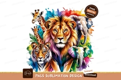 Watercolor Wild Animals Artistic Sublimation Png Product Image 1