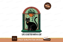 Black cat window celestial plant image Product Image 1