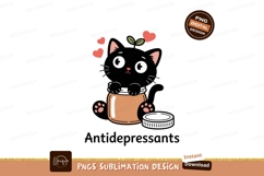 Black cat in jar with hearts cute Product Image 1