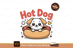 Cute dog in hot dog bun hotdog food Product Image 1