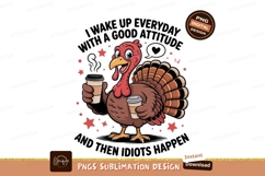 Happy Turkey Holding Coffee Cups thanksgiving autumn Product Image 1