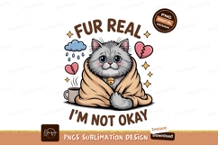 Sad cat wrapped in blanket with broken heart image Product Image 1