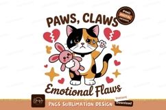 Sad cat holding bunny with broken hearts crying Product Image 1