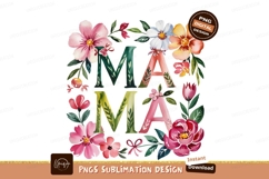 Watercolor Floral Mama Sublimation Png Product Image 1