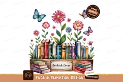 Watercolor Books Flowers And Butterflies Art PNG Product Image 1
