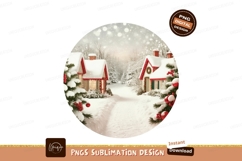 Snowy Village Christmas Scene winter houses Product Image 1