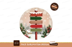Snowy Christmas Directional Signpost With Cabin winter Product Image 1