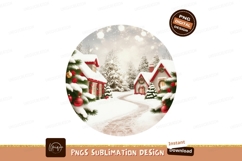 Snowy Village Christmas Scene houses trees Product Image 1