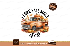 Orange truck pumpkins autumn leaves image Product Image 1