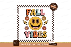 Retro Fall Smiley Flowers Lightning Bolts vibes face Product Image 1