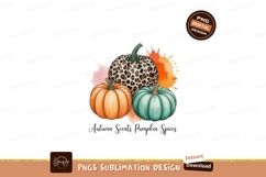 Leopard Print Pumpkin Trio Autumn Splatter teal Product Image 1