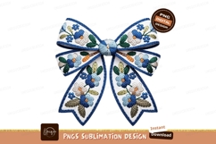Embroidered Floral Bow Design Sublimation Png Product Image 1