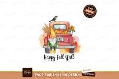 Gnome truck pumpkins sunflowers wheat fall image Product Image 1