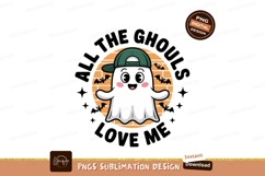 Cute ghost wearing cap with bats halloween spooky Product Image 1