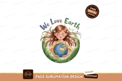 Girl holding planet earth with flowers globe Product Image 1