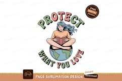 Woman reading book on planet earth image Product Image 1