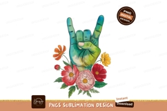 Rocking hand with colorful flowers gesture floral Product Image 1