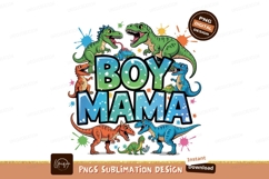 Boy Mama Dinosaur Illustration Sublimation Png Product Image 1