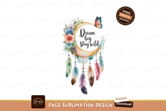 Crescent moon with feathers and butterfly flowers Product Image 1