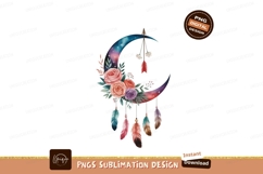 Celestial crescent moon floral dreamcatcher feathers Product Image 1