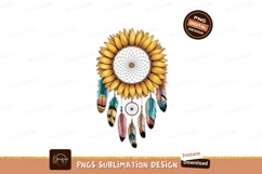 Sunflower dreamcatcher with colorful feathers yellow Product Image 1