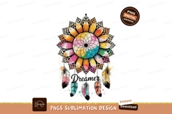 Colorful sunflower dreamcatcher with feathers image Product Image 1