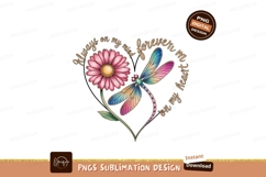 Pink daisy and colorful dragonfly heart flower insect Product Image 1
