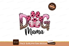 Pink Paw Print Hearts Bow Leopard Print Dog Mama image Product Image 1