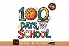 One Hundred Days Of School Basketball Sublimation Png Product Image 1