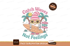 Surfing gnome with sunglasses and surfboard beach palm Product Image 1