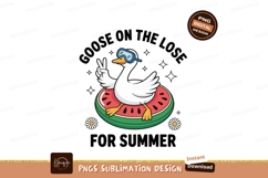 White goose wearing goggles floats on watermelon image Product Image 1