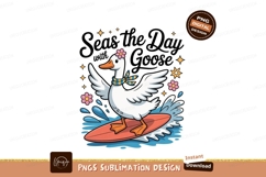Surfing goose with scarf and flowers water waves Product Image 1