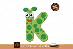 Green polka dot letter k character cartoon Product Image 1