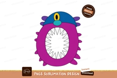 Purple monster with blue hat and sharp teeth yellow Product Image 1