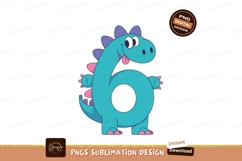Cartoon dinosaur shaped number six blue Product Image 1
