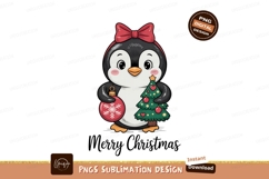 Cute penguin with christmas tree and ornament festive Product Image 1