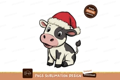 Cute cow wearing santa hat christmas Product Image 1