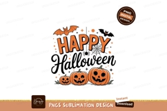 Happy Halloween pumpkins bats orange Product Image 1