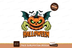 Spooky Pumpkin Monster with Bat Wings halloween scary Product Image 1