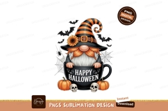 Halloween gnome in mug with pumpkins and skulls image Product Image 1