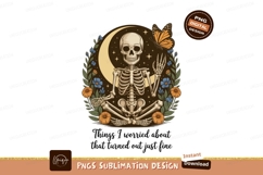 Skeleton meditating surrounded by moon and flowers Product Image 1