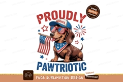 Patriotic dachshund wearing sunglasses and bandana Product Image 1