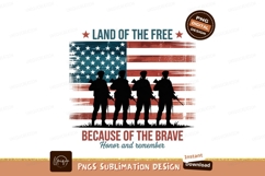 Soldiers standing before distressed American flag patriotic Product Image 1
