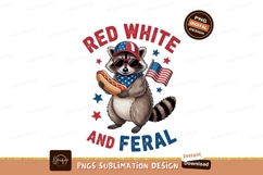 Raccoon holding hot dog and flag american Product Image 1