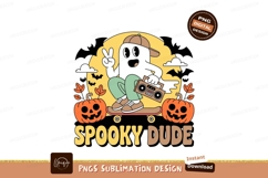 Ghost with boombox on skateboard pumpkins bats Product Image 1