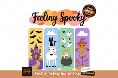 Halloween bookmark designs with spooky characters haunted Product Image 1