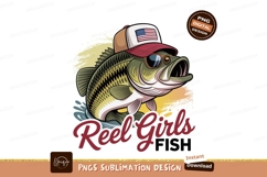 Bass fish wearing sunglasses and american flag hat Product Image 1