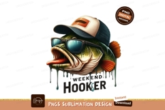 Cool bass wearing sunglasses and cap fish fishing Product Image 1